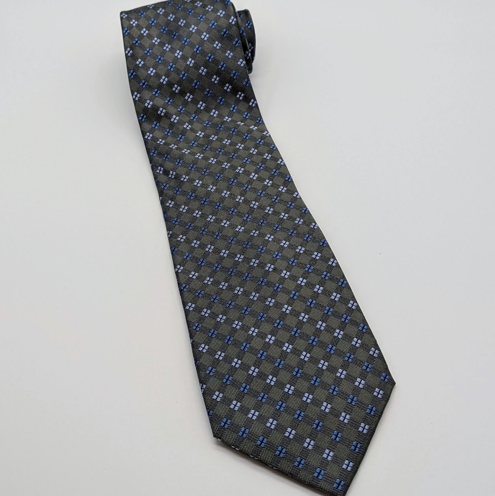 Joseph &  Feiss International Elegant Gray and Blue Patterned Tie 100% Silk